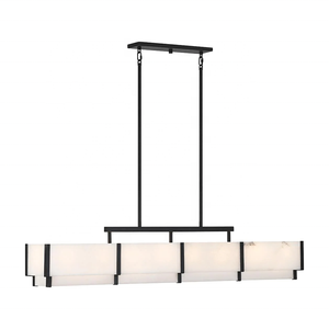 Lámpara de salón de latón con forma redonda de alabastro de lujo clásico, luces colgantes de mármol, candelabro de mesa de comedor Rectangular grande - Product Image 1
