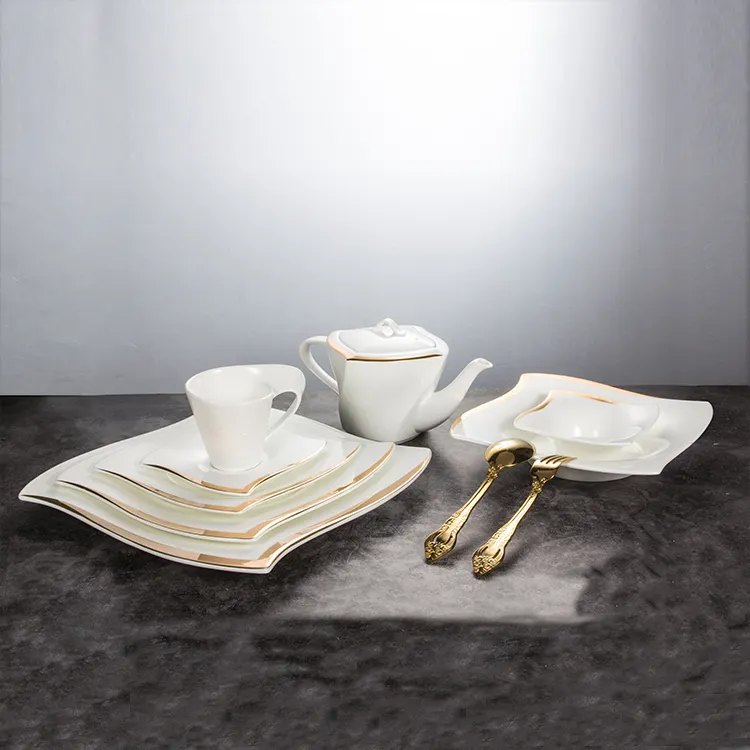 Creativa nuevo estilo de mármol de lujo caliente vajilla hotel hueso china conjunto de cena de cerámica plato placa vajilla