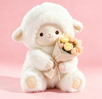 Jouet en peluche d'agneau magnétique rouge rose rose fleur chapeau mouton peluche poupée avec bouquet pour cadeau de Saint Valentin