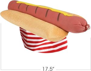 Divertido Sombrero de Perrito Caliente, Sombrero de Perrito Caliente de Comida Rápida, Sombrero de Disfraz de Felpa Suave, Accesorio para Fiesta de Pizza - Product Image 6