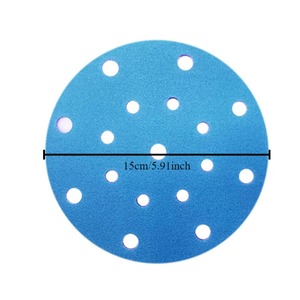 Paquete de 25 lijas de papel de lija azul flocado de 6 pulgadas con extracción de polvo de 17 orificios, grano 80-600 para pintura automotriz, muebles, metal y madera - Product Image 2