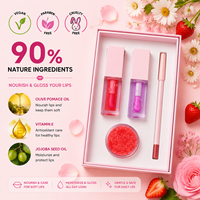 Coffrets de Maquillage Lèvres Rose Luxe Personnalisables DIY – Crayon à Lèvres Haute Pigmentation, Huile Hydratante et Exfoliant Lèvres
