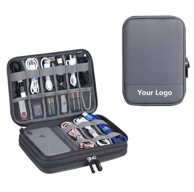 OEM USB Flash Drive Charging Cords Portable Travel Double Layers Electronic Accessories Storage Cable Organizer Digital Bag