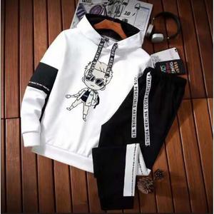 סתיו וחורף קוריאני אופנה גברים חליפה מזדמנים עם הדפס דק שתי חתיכות ברדס שני חתיכות ספורט מכסה - Product Image 2