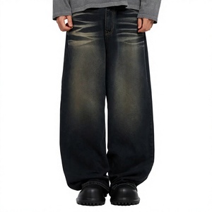 Pantalones Vaqueros de Hombre de Cintura Alta y Pierna Ancha, Lavado a la Piedra, Algodón, Corte Holgado, Estilo Casual, para Otoño - Product Image 5