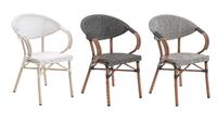 Chaise d'extérieur style bistrot pour café, jardin, balcon, style français, en aluminium empilable, aspect bambou