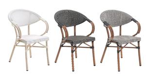 Chaise d'extérieur style bistrot pour café, jardin, balcon, style français, en aluminium empilable, aspect bambou - Product Image 2