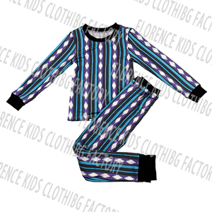 DH OEM yeni tasarım yumuşak bambu mavi çizgili mor yıldız desenleri rahat uzun kollu bebek giyim setleri Boy için - Product Image 1