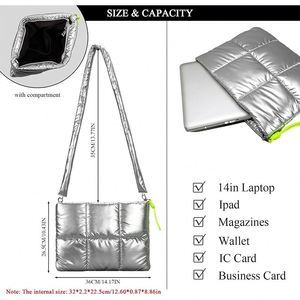 Housse matelassée argentée avec sangle compatible avec MacBook Air M4 13, M3, M2, M1 13.6, pochette pour ordinateur portable 13-14 pouces - Product Image 4