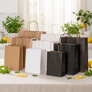 Bolsas de Papel Kraft Blancas para Compras y Comida para Llevar, Impresión Personalizada, con Asa - Product Image 1