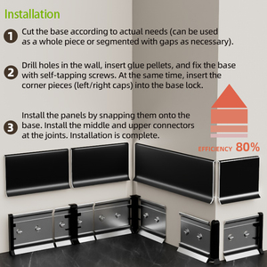 Plinto parete che copre la <span class=keywords><strong>cucina</strong></span> bagno battiscopa in metallo nero in alluminio battiscopa per la decorazione del pavimento - Product Image 3