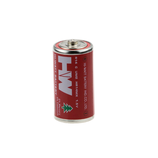 Hi-Watt Factory Direct 2000mAh 1.5V R14P UM2 C Size Heavy Duty Dry Zinc Carbon Battery Non-Rechargeable for Home Appliances