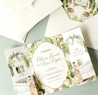 Cartes d'invitation de mariage personnalisées avec enveloppes, papier couché, impression numérique, pelliculage
