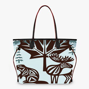 Bolso Tote Personalizado con Estampado de <span class=keywords><strong>Ciervo</strong></span> y Hoja de Arce <span class=keywords><strong>Canadiense</strong></span>, Bolso de Hombro de Moda para Mujer, Cartera de Cuero PU, Bolso de Mano Casual para Viaje - Product Image 3