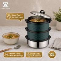 Ensemble de 2 casseroles isothermes à double paroi en acier inoxydable Zhenneng, 8L + 12L, en acier inoxydable 410 avec poignée en PP, pour la cuisine et la salle à manger