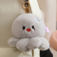 Boneka Gurita Emosional Plush Baru, Gantungan Kunci Tas, Hadiah Ulang Tahun Anak, Cincin Kunci Gurita Lembut Warna-warni