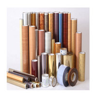 Rollo de películas decorativas de lámina de PVC de papel de melamina de mantenimiento fresco para techo elástico para hoja de mármol dorado película de muebles interiores de PVC