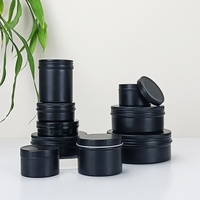 Pots en métal noir à bas prix de 5 ml, 15 ml, 30 ml, 50 ml, 60 ml, 100 ml, 150 ml, et pots en aluminium noir mat de 5 g, 15 g, 30 g, 50 g, 60 g, 80 g, 100 g, 150 g