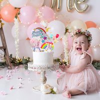 Einhorn Regenbogen Kuchen-Dekorations-Set Stern Wolke Mond Ballon Happy Birthday Topper Magische Mädchen Babyparty Zubehör Kuchen-Deko