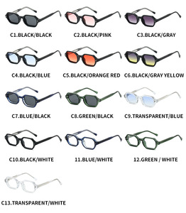 Occhiali da sole alla moda con montatura poligonale quadrata in PC+CP di alta qualità, lenti arancioni e rosse, occhiali da sole rotondi per esterni - Product Image 6