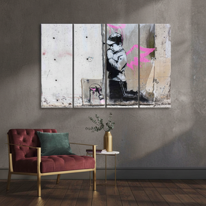 Urban Graffiti Art Deco Panel <b>Canvas</b> Set of 4 Modern Street <b>Wall</b> Hanging Decor Prints - Product Image 3