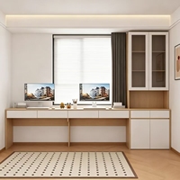 Bureau en bois massif moderne avec étagère de rangement - Meuble sur pied de marque Yuanmengju pour fenêtre baie, ordinateur, chambre et salon
