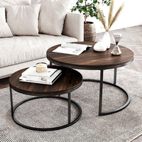 Mesa de Centro Extensible Moderna de 2 Niveles de Madera y Acero para Sala de Estar, Venta al Por Mayor