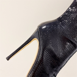 Bottines pour femme en cuir verni vert, bout pointu, talons aiguilles, fermeture éclair, chaussures tendance, taille 42 - Product Image 4