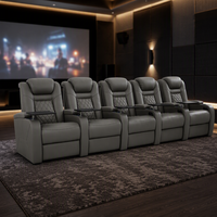 Fauteuil inclinable moderne en cuir pleine fleur, extensible, avec appuie-tête électrique double, pour gaming et home cinéma, avec table plateau, chargeur USB et porte-gobelet