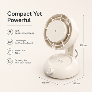 แท่นชาร์จไร้สาย 25W 3-in-1 พร้อมพัดลมในตัว ชาร์จเร็วสำหรับโทรศัพท์ นาฬิกา และหูฟัง ปรับแรงลมได้ - Product Image 6