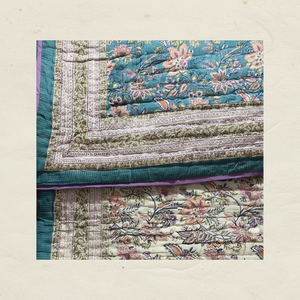 Couette en coton Kantha de style vintage, design luxueux tissé à la main, patchwork, taille Queen, douce, réversible, couverture d'hiver pour hôtel - Product Image 1