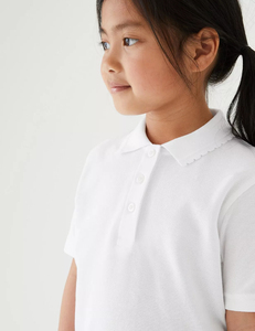 Ultima Novità: <span class=keywords><strong>Polo</strong></span> <span class=keywords><strong>Bianca</strong></span> a Tre Bottoni in Puro Cotone Tinto in Capo, Traspirante, Casual e Delicata sulla Pelle per Ragazze - Product Image 4