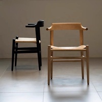 Chaises en bois massif nordiques pour restaurant, ensemble de 4 chaises de salle à manger modernes et luxueuses, chaise en rotin naturel