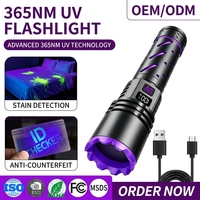 Lampe torche UV industrielle portable 20W 4 cœurs 365nm, rechargeable USB-C, détecteur UV 365nm, étanche IP66, en alliage d'aluminium, pour le camping