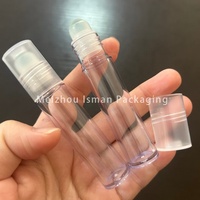 ISMAN Prêt à expédier – Flacon roll-on rond transparent en plastique de 7 ml, vide, pour huiles essentielles et parfums – Vente en gros directe usine