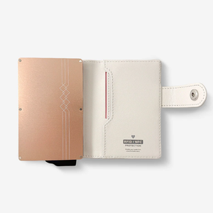 Tarjetero Delgado de Cuero PU Blanco con Cierre a Presión, Diseño Minimalista Unisex - Product Image 3