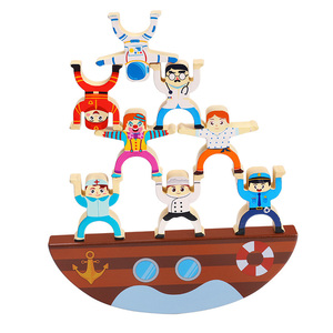 COMMIKI Balance Blocs <span class=keywords><strong>de</strong></span> Construction Enfants Balance Jouet En Bois <span class=keywords><strong>Bateau</strong></span> <span class=keywords><strong>Pirate</strong></span> En Bois Balance Jouet - Product Image 1