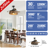 Ventilateur de plafond 1stshine 42 pouces Villatic DC 240V à pales invisibles en rotin tressé avec lumière