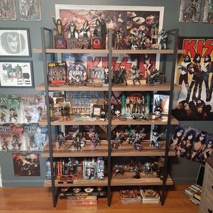 Wholesale 5-Tier Double Wide Industrial Bookshelf, 70" Tall Large Open Etagere Bookcase with Metal Frame for Living <b>Room</b> - Product Image 2