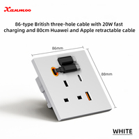 Prise murale USB PD 20W à charge rapide, équilibrage intelligent de la charge, matériau PC ignifuge, prise standard britannique