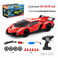Voiture de course télécommandée Lamborghini RC à l'échelle 1/24, voiture de drift avec lumières, jouet de course télécommandé pour garçon, recharge USB