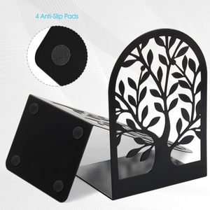 Sujetalibros grandes de metal, decorativos para escritorio, soporte de libros de mesa, soporte de libros con diseño de árbol negro - Product Image 4