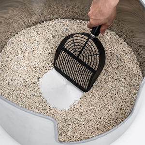 Nouveau design de bac à litière rond en acier inoxydable de haute qualité pour les grands et les chats mignons avec des côtés hauts et une pelle, tapis - Product Image 4