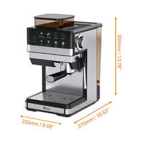 Cafetera Espresso Anbolife de 20 Bares, Acero Inoxidable, Molinillo Integrado, Control de Temperatura PID Automático, OEM