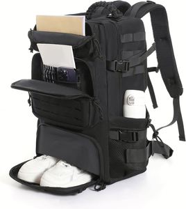 Sac à dos tactique 36-56L en nylon, système Molle, fermeture éclair, unisexe, bandoulière souple, poche pour bouteille d'eau, utilisation en extérieur - Product Image 5
