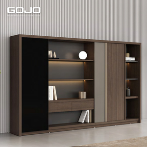 <span class=keywords><strong>Meuble</strong></span> de rangement contemporain en bois avec portes et étagères, bibliothèque de <span class=keywords><strong>bureau</strong></span>, unité d'arrière-plan pour gérant ou PDG - Product Image 1