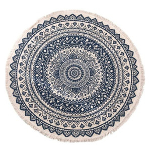 Vente en gros de <span class=keywords><strong>tapis</strong></span> tissé rond de style bohème en tissu nordique vintage, <span class=keywords><strong>tapis</strong></span> décoratif pour la maison avec pompon imprimé - Product Image 4