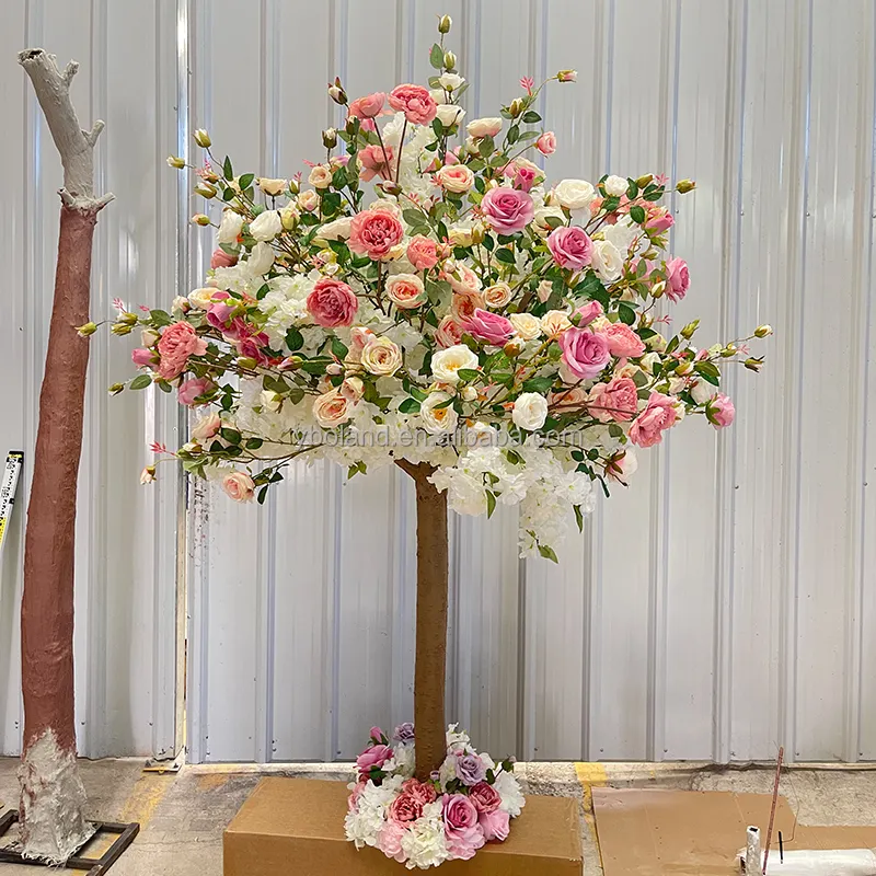 L kustom dekorasi tengah meja acara pernikahan Dekorasi floral pohon bunga mawar palsu bunga sutra imitasi pohon mawar buatan