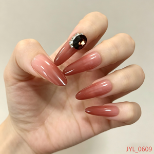 Faux ongles français amande rose dégradé pour femmes, lot de 24 pièces avec strass, amovibles et auto-adhésifs, pour <span class=keywords><strong>manucure</strong></span> - Product Image 1