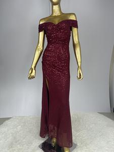 2025 Elegante Mulheres Sequin <span class=keywords><strong>Prom</strong></span> Vestidos Personalizado Strapless A Linha Sereia Fenda Evening Maxi Vestidos Verão Partes Lavável - Product Image 4